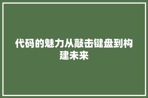 代码的魅力从敲击键盘到构建未来