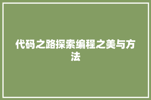 代码之路探索编程之美与方法