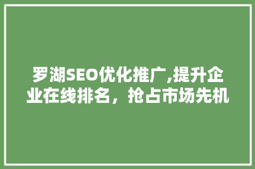 罗湖SEO优化推广,提升企业在线排名，抢占市场先机