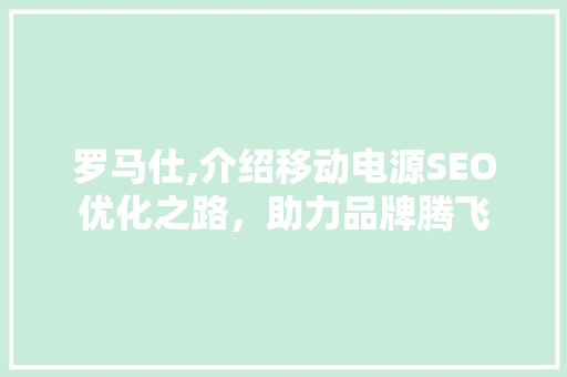 罗马仕,介绍移动电源SEO优化之路，助力品牌腾飞