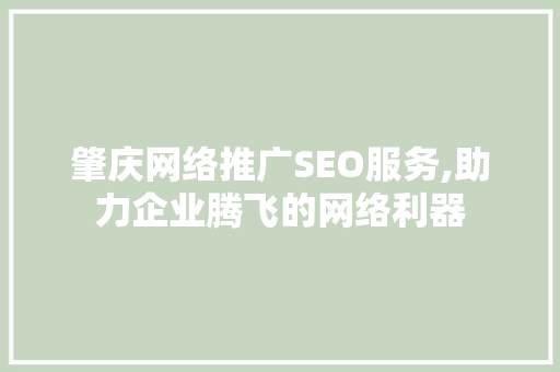 肇庆网络推广SEO服务,助力企业腾飞的网络利器