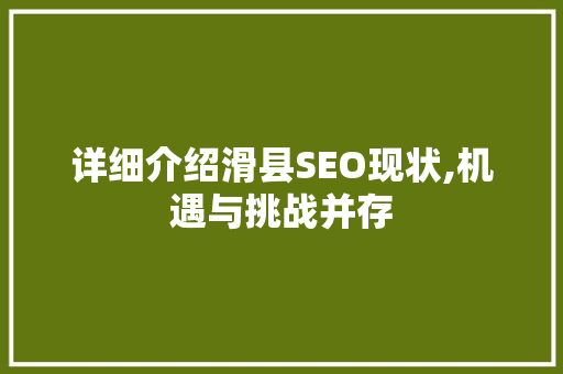 详细介绍滑县SEO现状,机遇与挑战并存