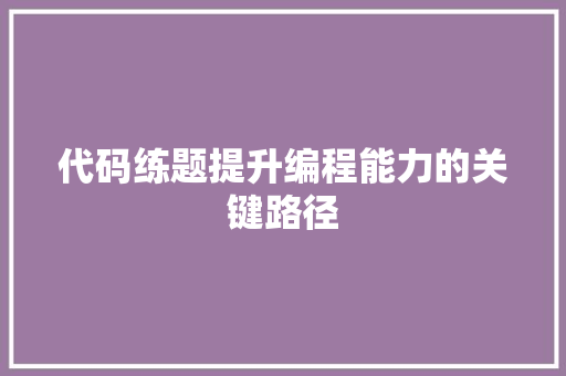 代码练题提升编程能力的关键路径