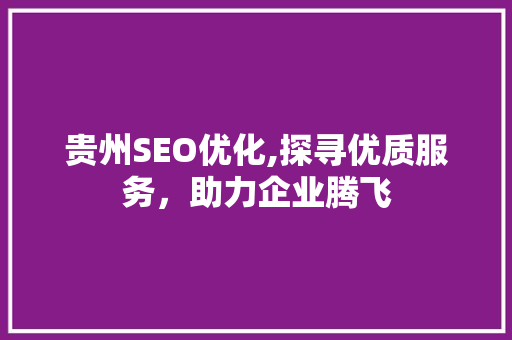 贵州SEO优化,探寻优质服务，助力企业腾飞