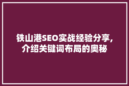 铁山港SEO实战经验分享,介绍关键词布局的奥秘