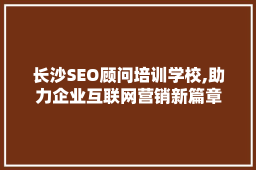 长沙SEO顾问培训学校,助力企业互联网营销新篇章