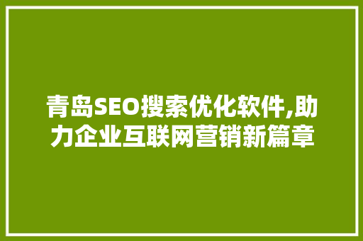 青岛SEO搜索优化软件,助力企业互联网营销新篇章