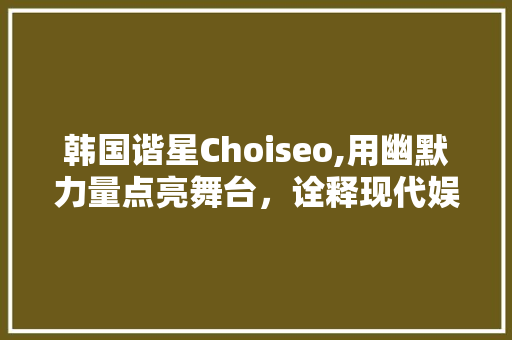 韩国谐星Choiseo,用幽默力量点亮舞台，诠释现代娱乐精神