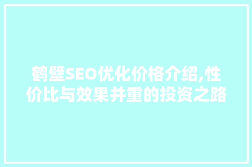 鹤壁SEO优化价格介绍,性价比与效果并重的投资之路