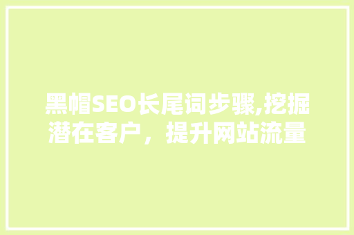 黑帽SEO长尾词步骤,挖掘潜在客户，提升网站流量