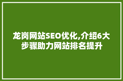 龙岗网站SEO优化,介绍6大步骤助力网站排名提升