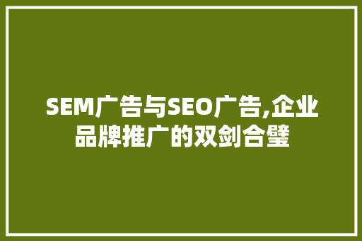 SEM广告与SEO广告,企业品牌推广的双剑合璧