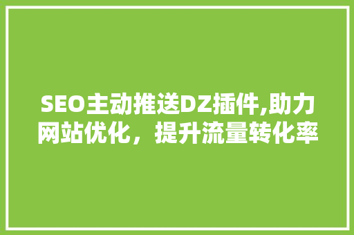 SEO主动推送DZ插件,助力网站优化，提升流量转化率
