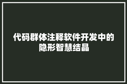 代码群体注释软件开发中的隐形智慧结晶