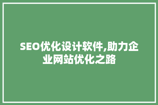 SEO优化设计软件,助力企业网站优化之路