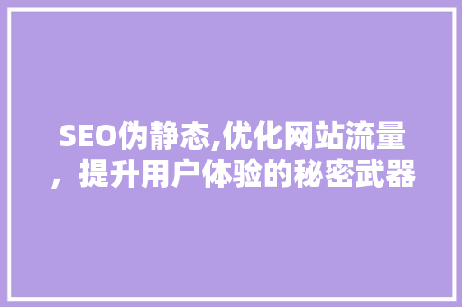 SEO伪静态,优化网站流量，提升用户体验的秘密武器