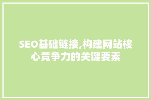 SEO基础链接,构建网站核心竞争力的关键要素