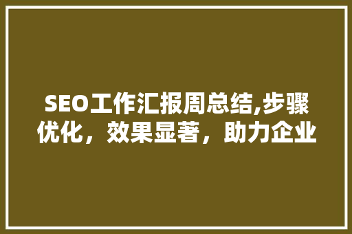 SEO工作汇报周总结,步骤优化，效果显著，助力企业提升网络竞争力