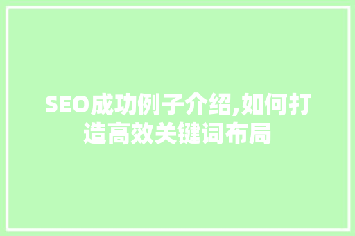 SEO成功例子介绍,如何打造高效关键词布局