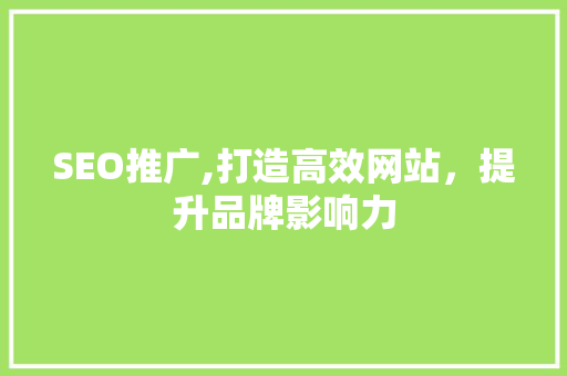 SEO推广,打造高效网站，提升品牌影响力