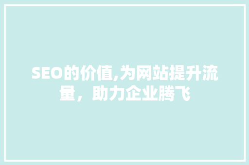 SEO的价值,为网站提升流量，助力企业腾飞