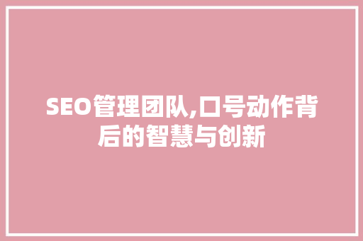 SEO管理团队,口号动作背后的智慧与创新