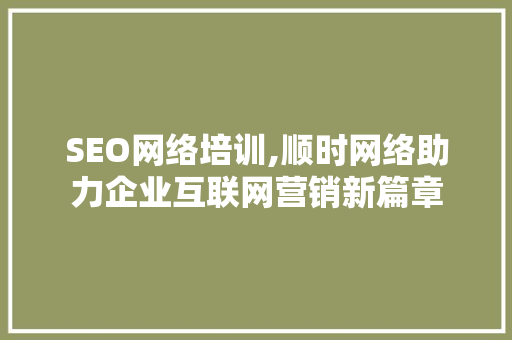 SEO网络培训,顺时网络助力企业互联网营销新篇章