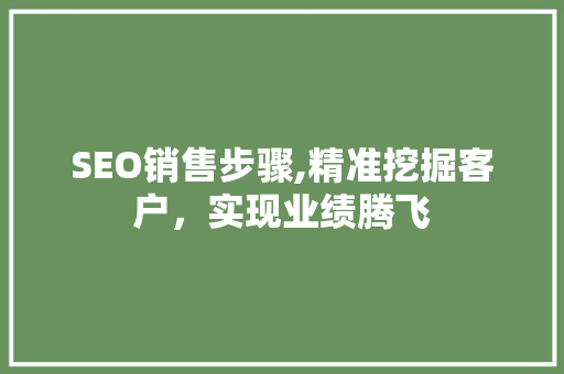 SEO销售步骤,精准挖掘客户，实现业绩腾飞