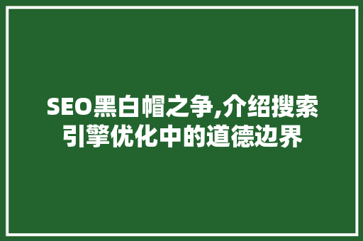 SEO黑白帽之争,介绍搜索引擎优化中的道德边界
