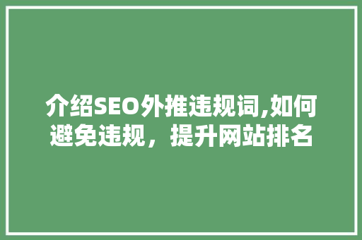 介绍SEO外推违规词,如何避免违规，提升网站排名