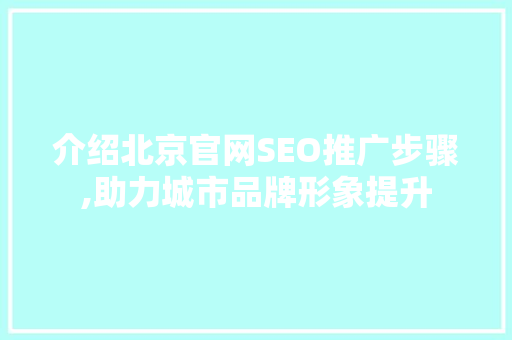 介绍北京官网SEO推广步骤,助力城市品牌形象提升