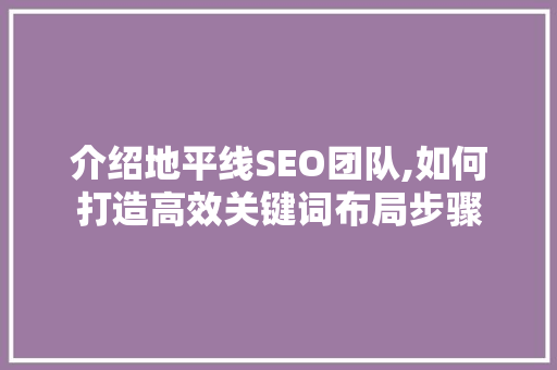 介绍地平线SEO团队,如何打造高效关键词布局步骤