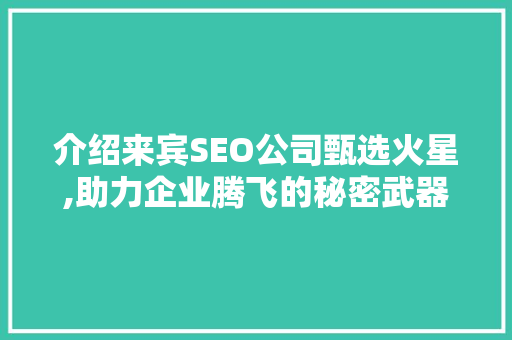 介绍来宾SEO公司甄选火星,助力企业腾飞的秘密武器