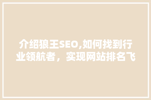 介绍狼王SEO,如何找到行业领航者，实现网站排名飞跃