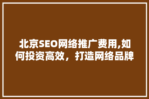 北京SEO网络推广费用,如何投资高效，打造网络品牌优势
