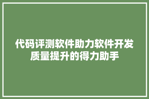 代码评测软件助力软件开发质量提升的得力助手