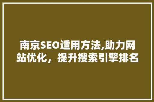 南京SEO适用方法,助力网站优化，提升搜索引擎排名
