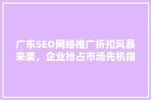 广东SEO网络推广折扣风暴来袭，企业抢占市场先机指南