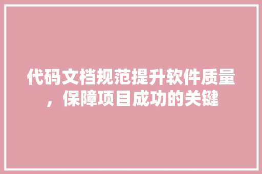 代码文档规范提升软件质量，保障项目成功的关键
