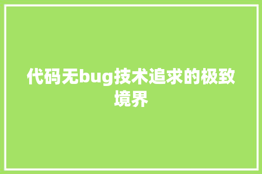 代码无bug技术追求的极致境界