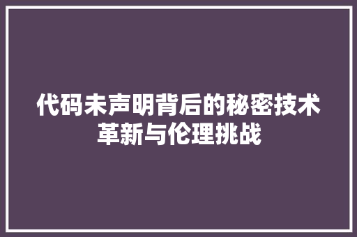 代码未声明背后的秘密技术革新与伦理挑战