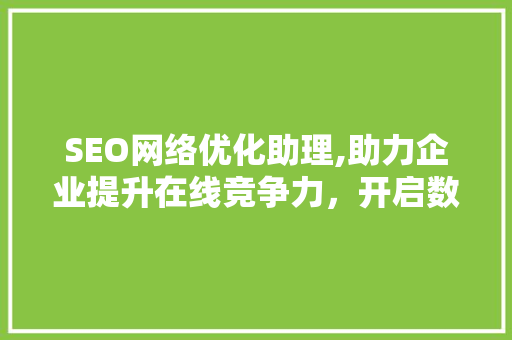SEO网络优化助理,助力企业提升在线竞争力，开启数字营销新时代