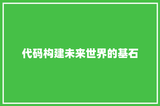 代码构建未来世界的基石