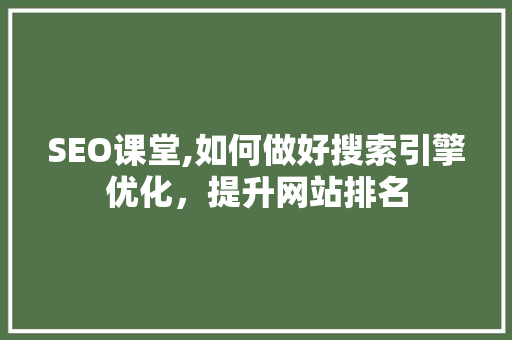 SEO课堂,如何做好搜索引擎优化，提升网站排名