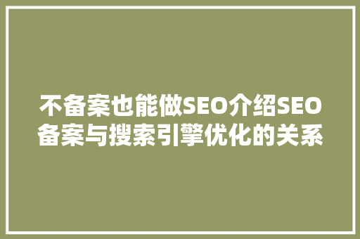 不备案也能做SEO介绍SEO备案与搜索引擎优化的关系