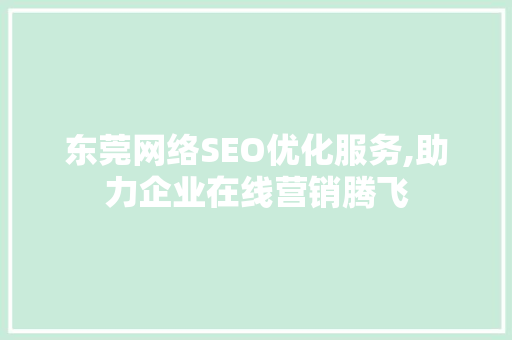 东莞网络SEO优化服务,助力企业在线营销腾飞