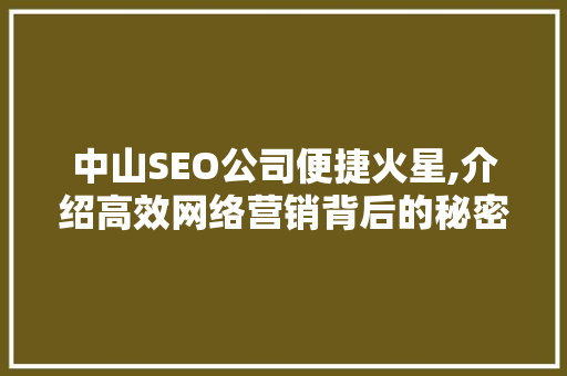 中山SEO公司便捷火星,介绍高效网络营销背后的秘密