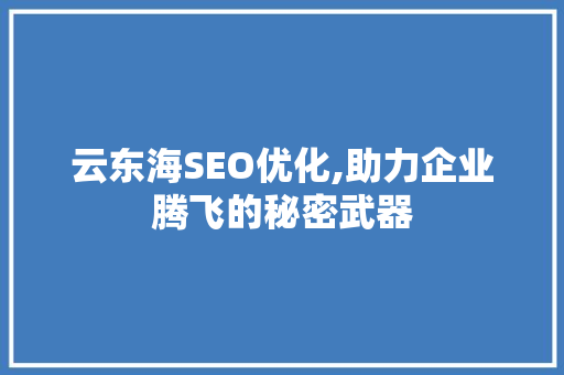 云东海SEO优化,助力企业腾飞的秘密武器