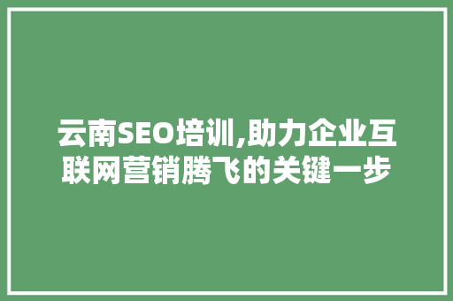 云南SEO培训,助力企业互联网营销腾飞的关键一步
