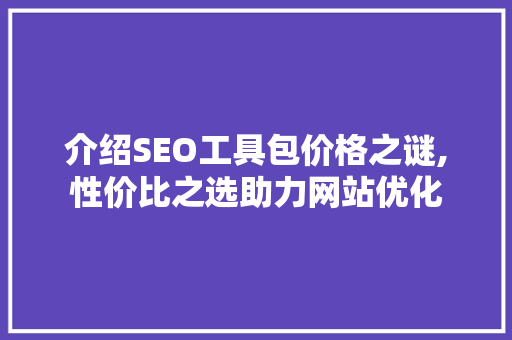 介绍SEO工具包价格之谜,性价比之选助力网站优化